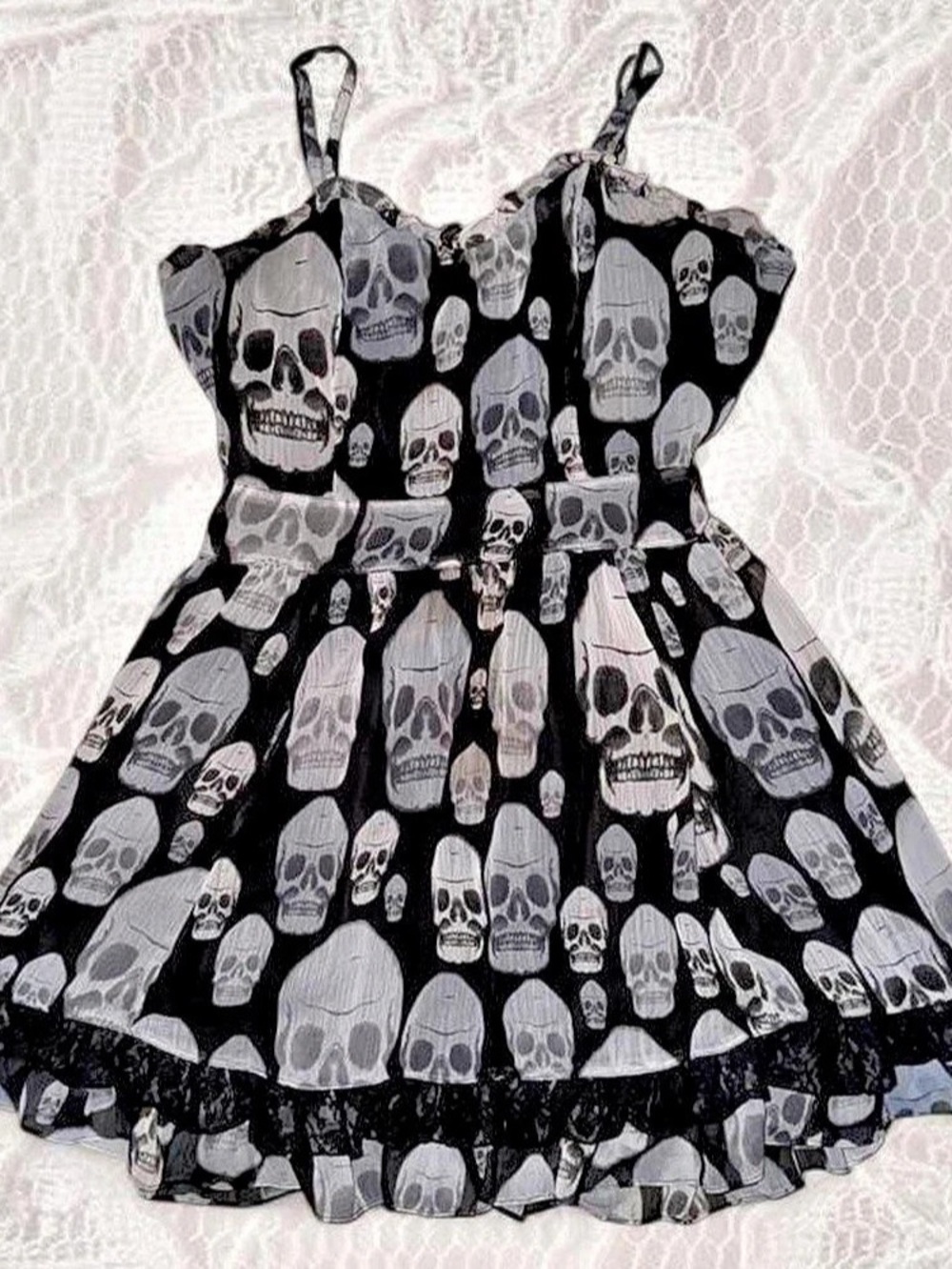 Tripp NYC Black & White Skull Print Mini Dress